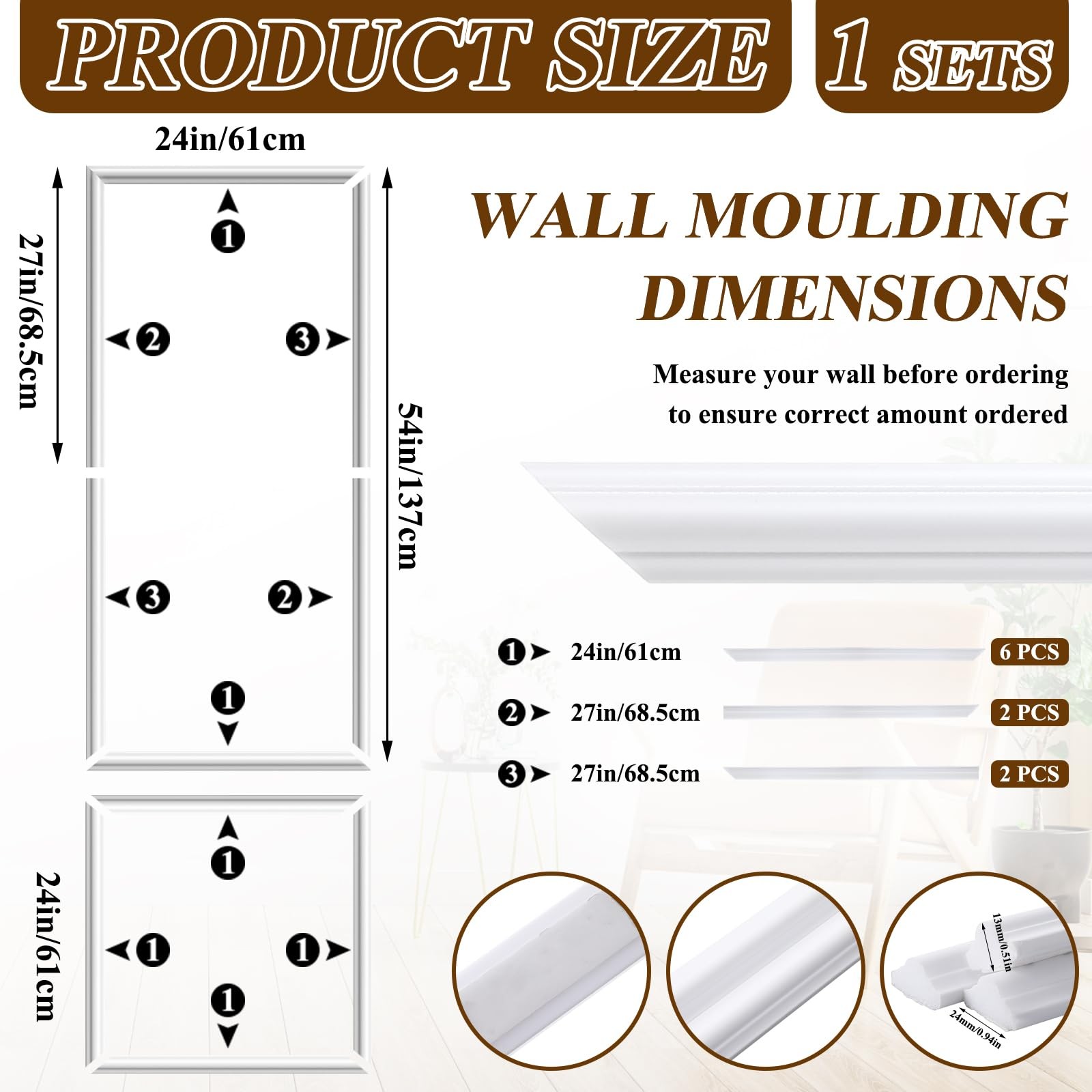 Peel and Stick Wall Molding Kit, 3D Premade Accent Molding Wainscoting Panel …