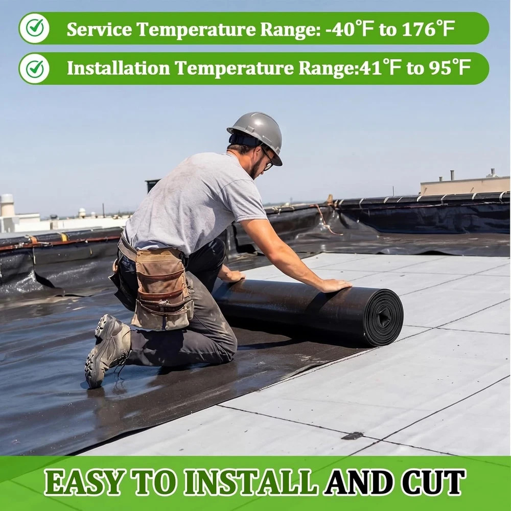 1 Roll EPDM Rubber Roofing Membrane 39″ X 15Ft, Self-Adhesive Waterproof Underla