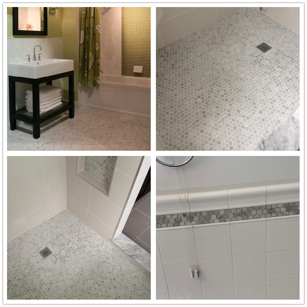 C31XH Carrara Marble 1″ Hexagon Tile Venato White Carrera Mosaic Honed