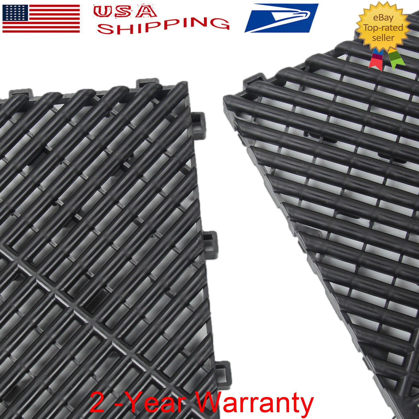 50Pcs Garage Floor Tiles Interlocking PVC 15.75”x15.75” Vented Water Drainage