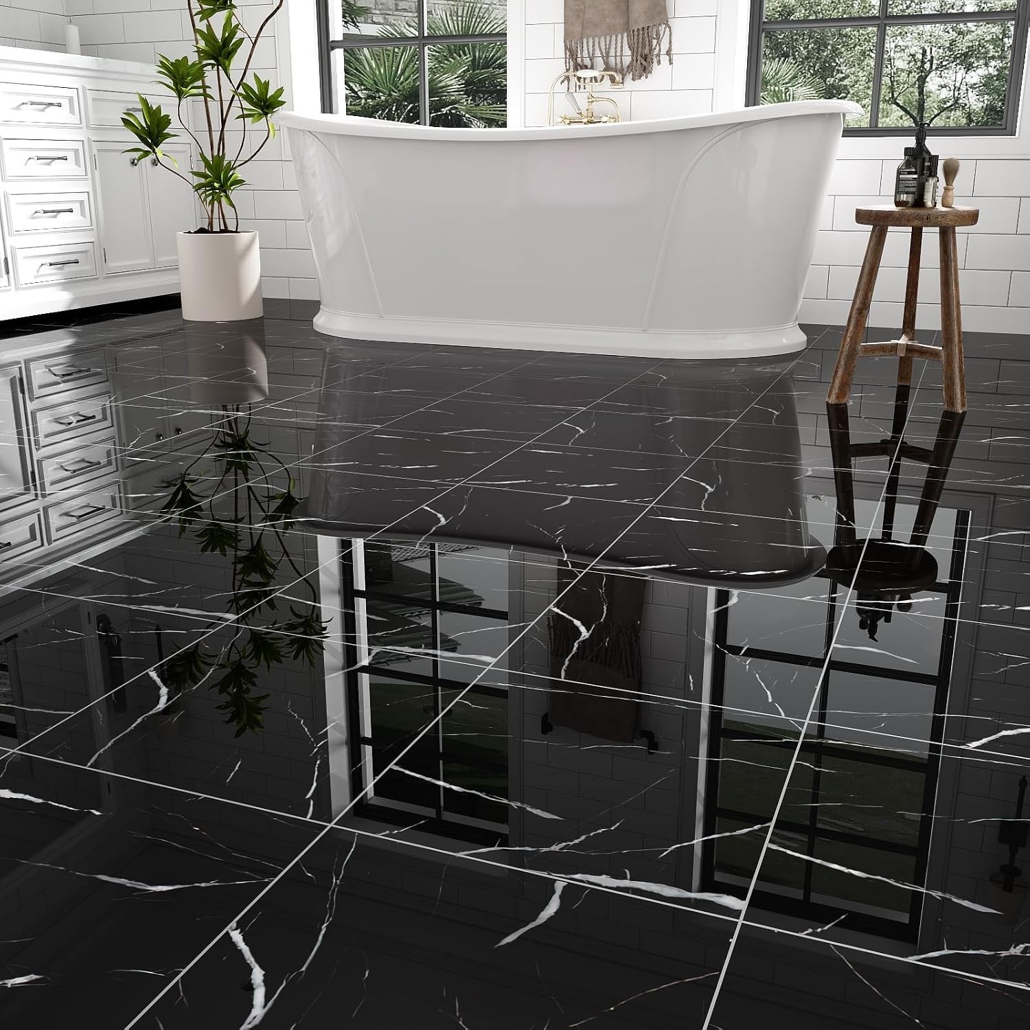 30-Pack Peel and Stick Floor Tiles Vinyl Floor 12 x 12 inch Self Adhesive Waterp