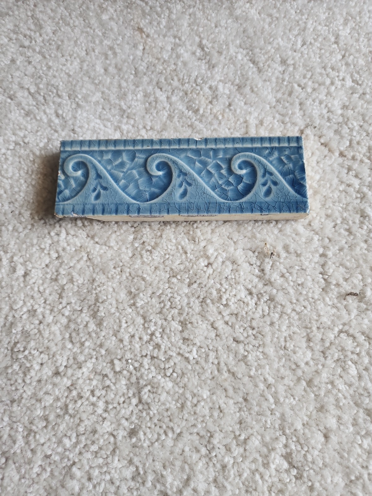 Vintage Ceramic Tile Edging Blue Waves 2×6