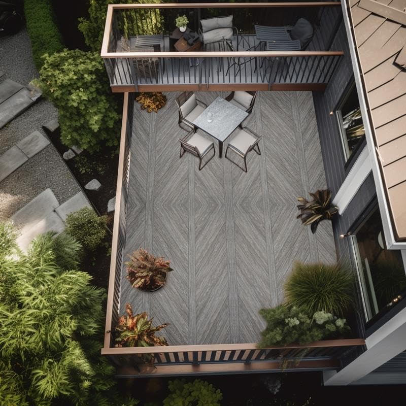 d-c-fix Outdoor Flooring Roll – Brown Chevron Wood – 6 x 12, 72 sq.ft – Water…
