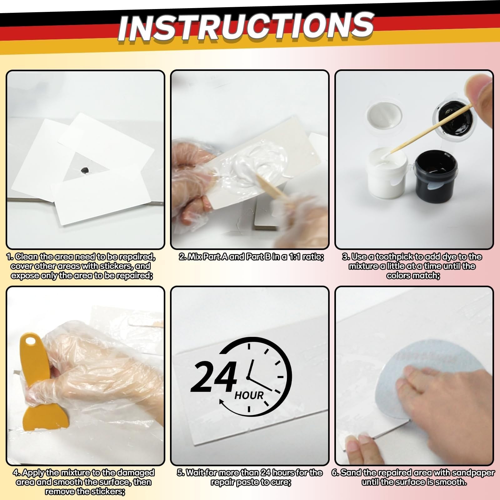 Bathtub Repair Kit – Fix Chips, Dents & Cracks in Fiberglass, Porcelain, Acrylic