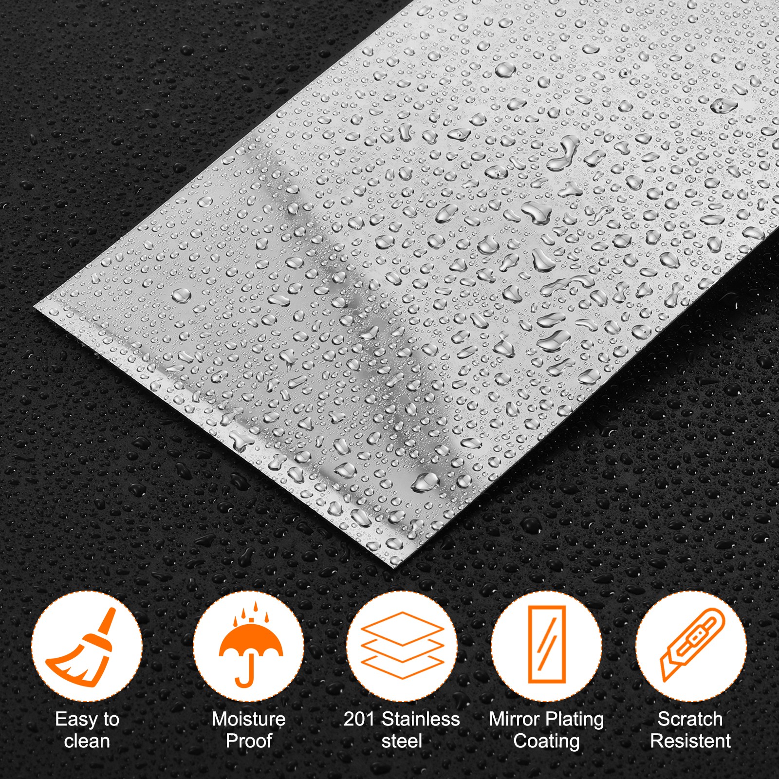 Flexible Molding Trim 16.4Ft x 2.4″ Self Adhesive Wall Molding Trim Silver
