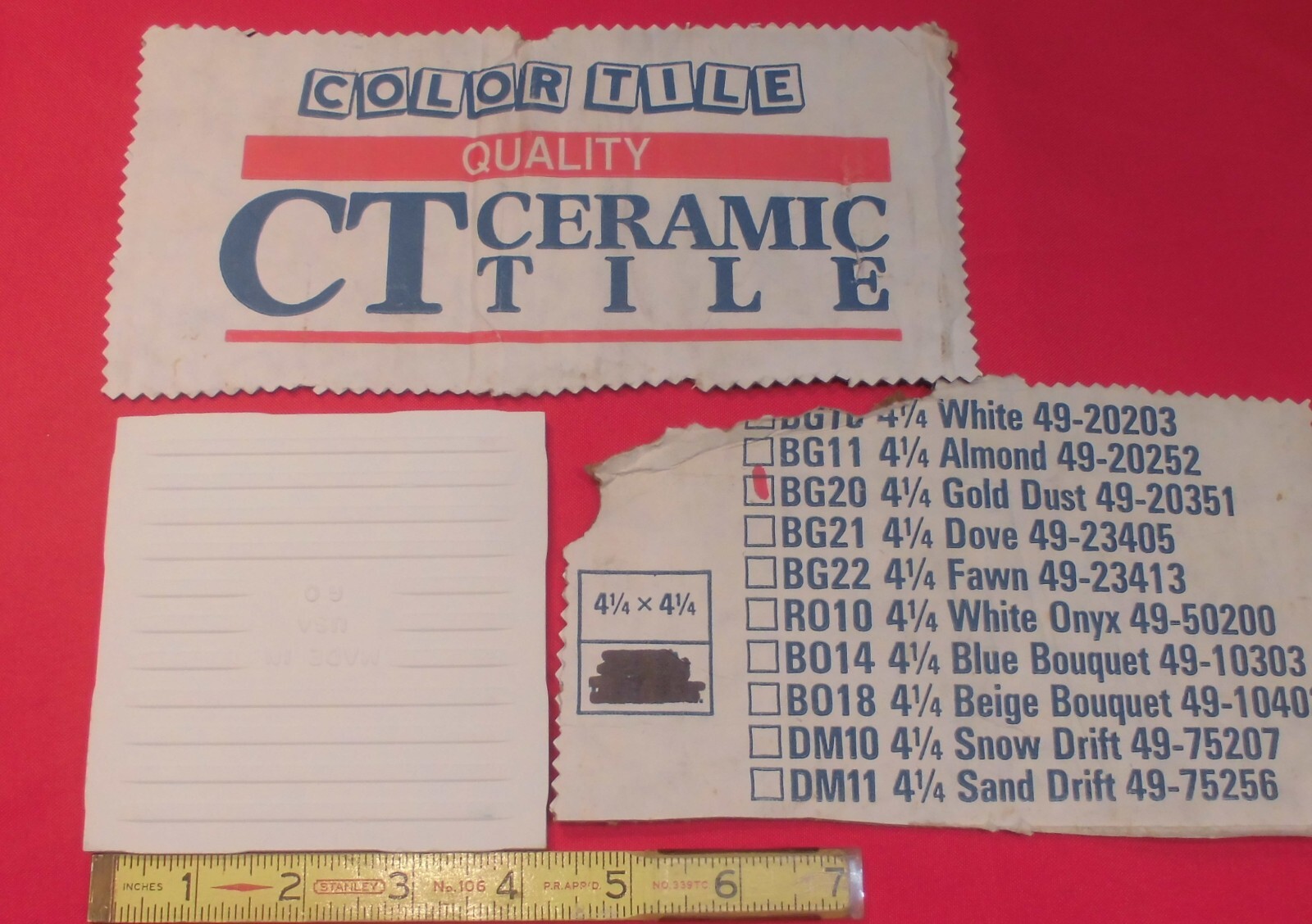 1 pc. Gold Dust: by Color Tile Co. 4-1/4″ Glossy Ceramic Tile: Made 1970’s-90’s