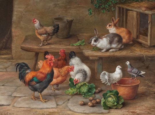 Rabbits Chicken Rooster country Farm Animals ceramic tile mural backsplash
