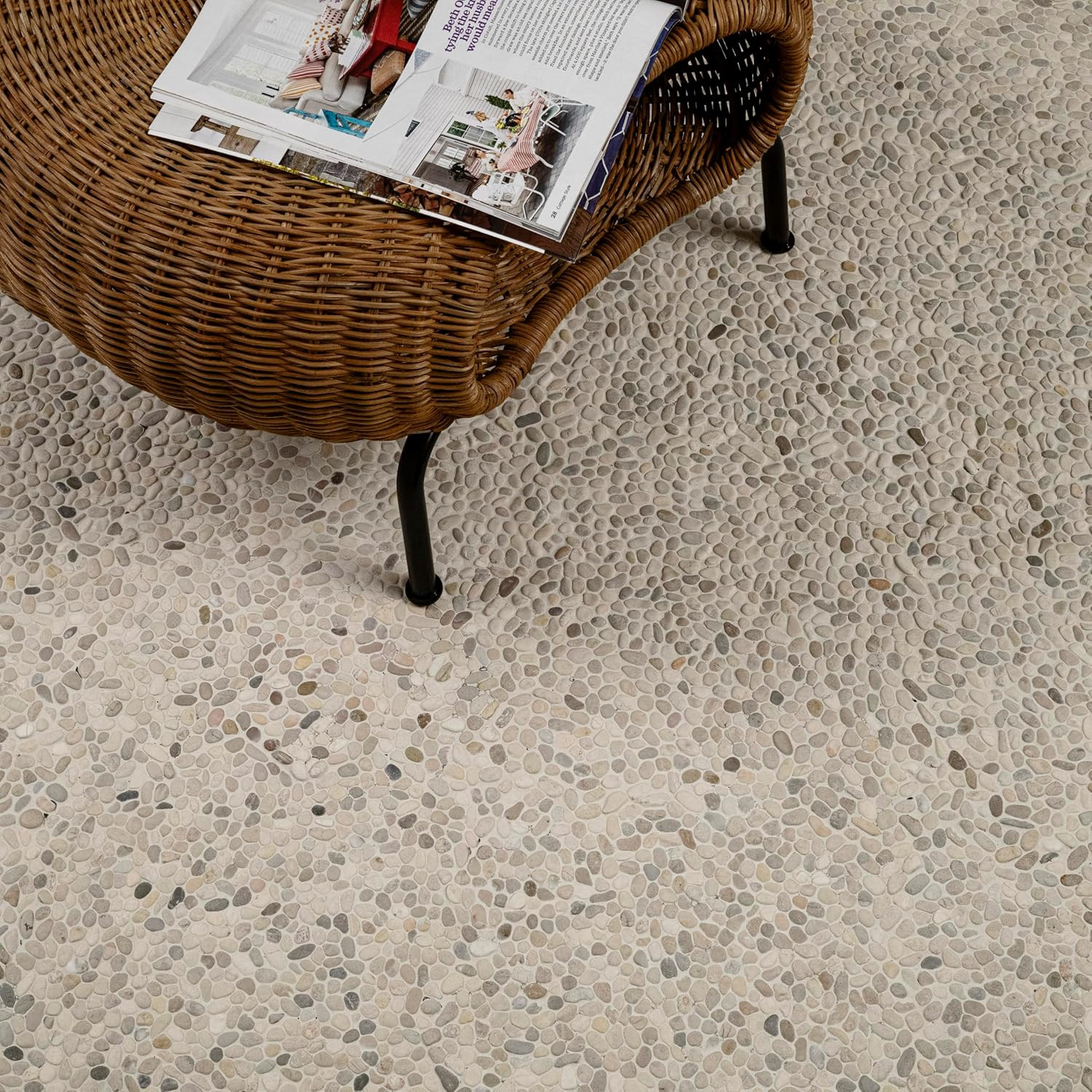 Ivory White Tumbled Marble Mosaic Tile for Backsplash & Shower Walls