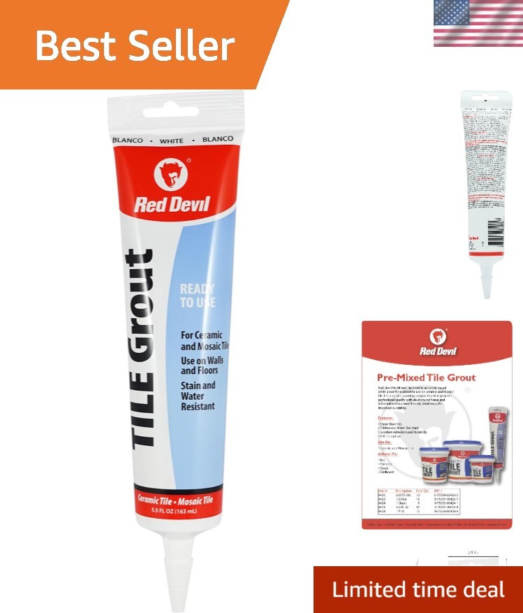 White Water Resistant Pre-Mixed Tile Grout Squeeze Tube – Easy to Use, 5.5 oz