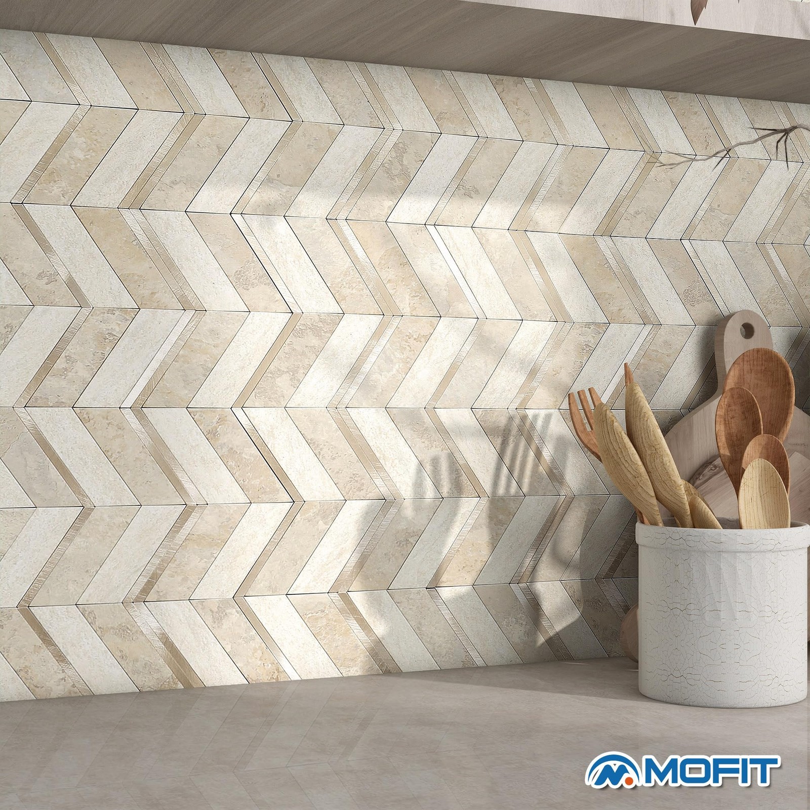 Stone Look Herringbone Peel and Stick Backsplash for Kitchen,Chevron Stick on…