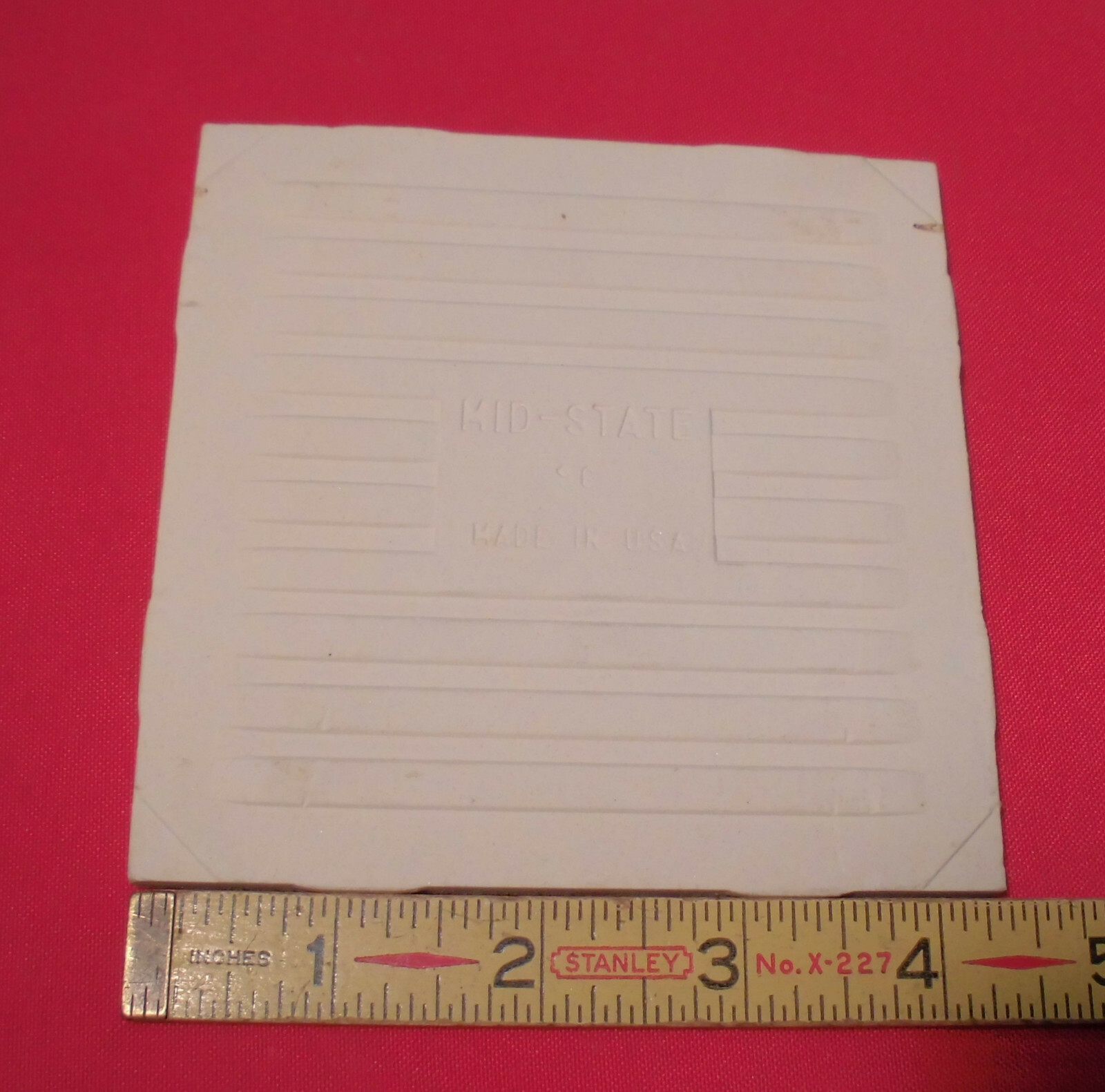 1 pc. Matte *Pinkest-Off white* Ceramic Tile 4-3/8″ by Mid-State; light textured