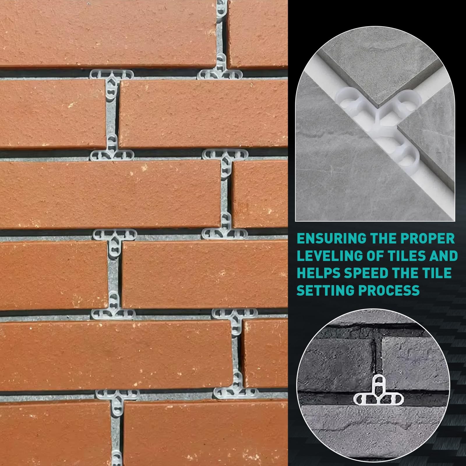 10mm 3/8 Inch 300PCS T-Shape Tile Spacers, Plastic Brick Wall and Floor Level…