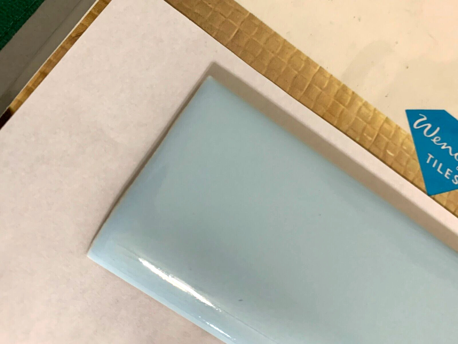 Wenczel Ceramic 2″ x 6″ Flat Surface Bullnose *Pastel Blue* Gloss *2* pcs