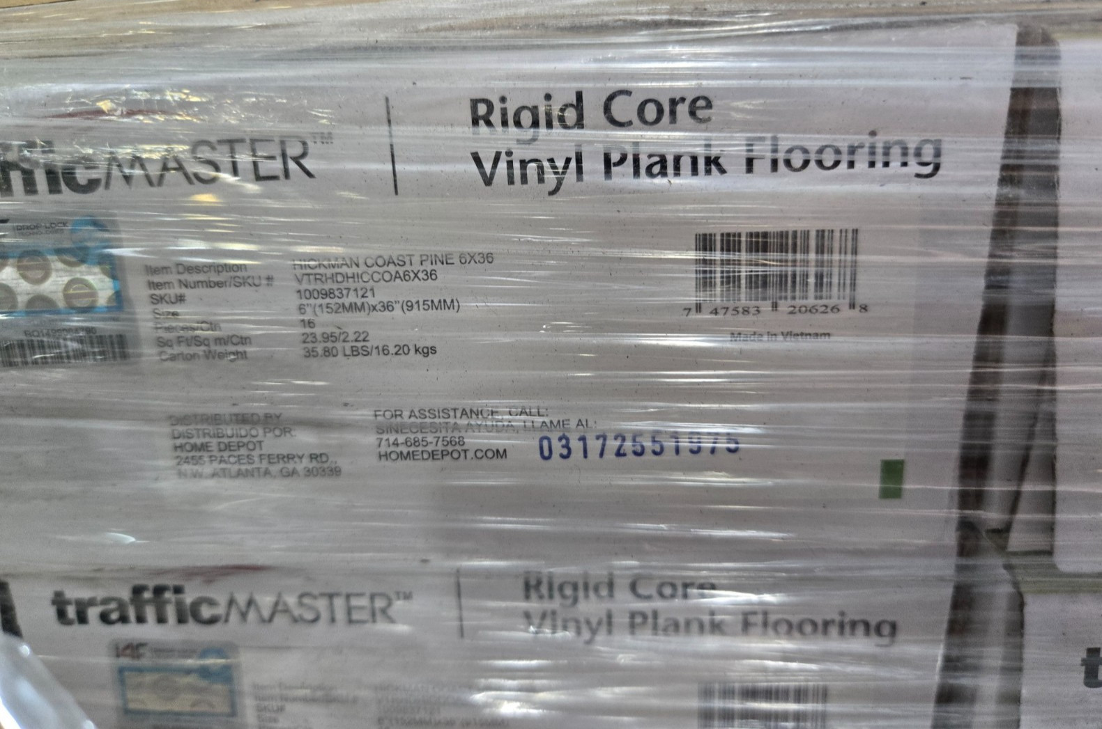 Pallet Sale – TrafficMaster Flooring Hickman Coast Pine 6×36 Vinyl Plank – 32