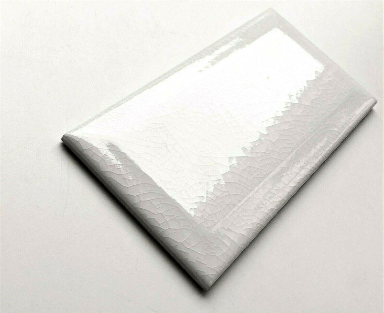 3×6 White Beveled Crackled Glossy Glaze Ceramic Tile Wall Decor Bath Kitchen