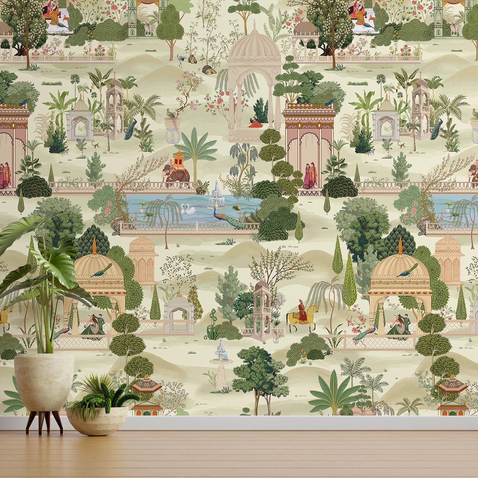 Exotic Tropical Green Wall Murals Peel and Stick 148″ W x 98″ H Botanical Ind…