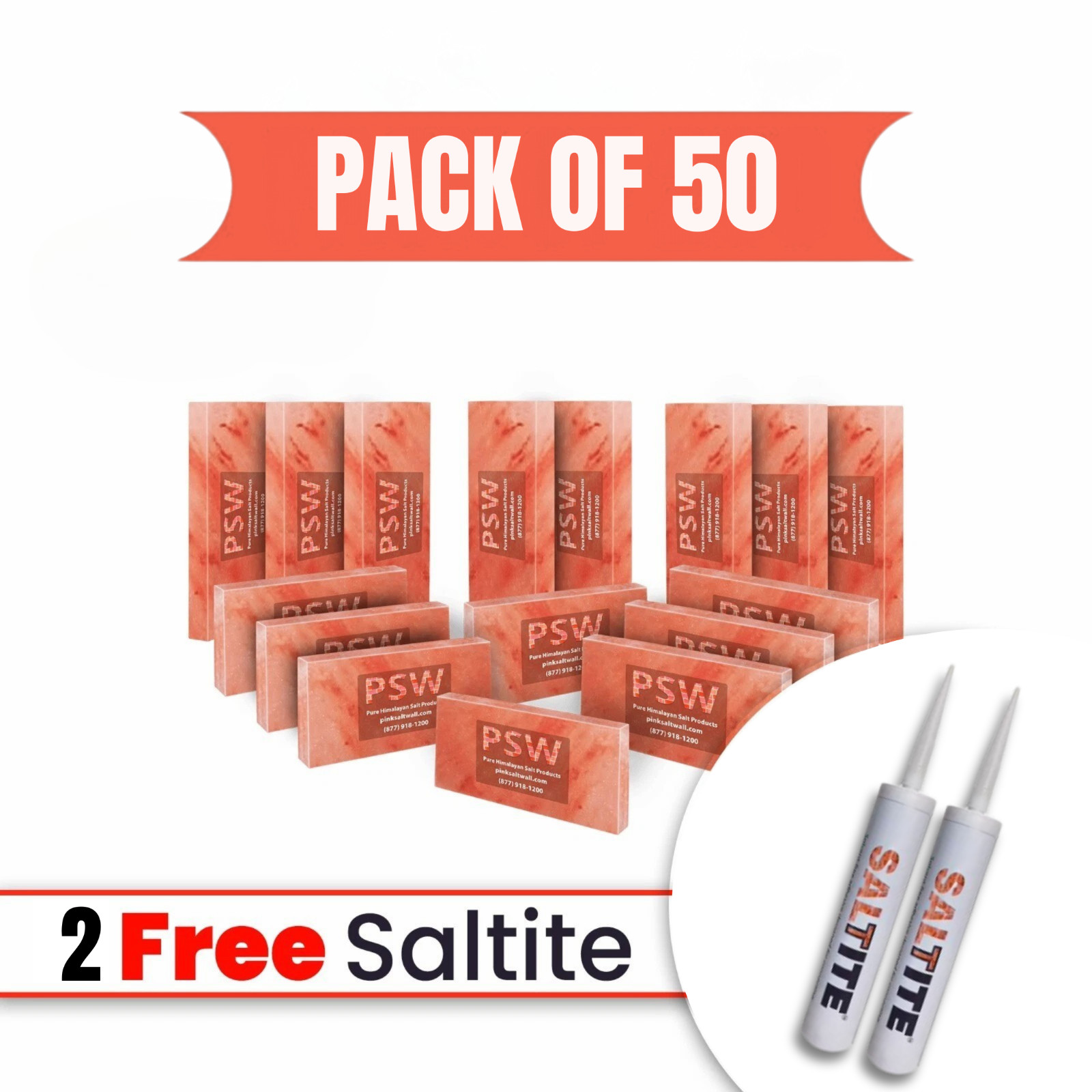 50 Himalayan Salt Tiles 8x4x1 + 2 Glue | Spa Wall Bricks Affordable Panel