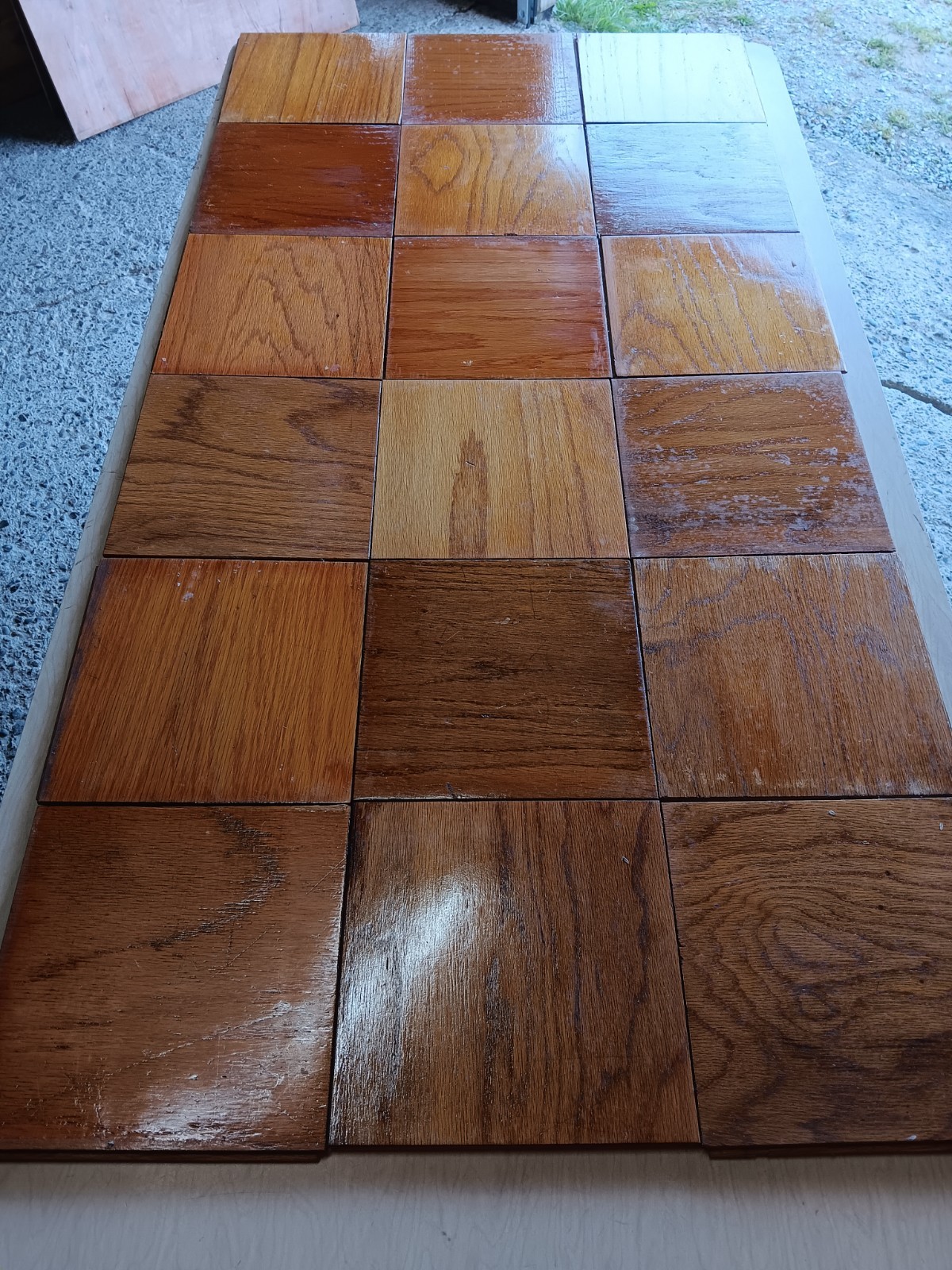 1 pc. Vtg. BRUCE Oak 9×9 Parquet Floor Tile REFINISHED floor Reclaim Recycle