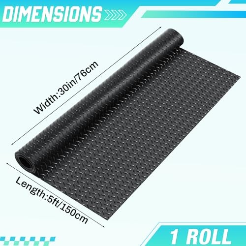 30 in × 5 ft Rubber Flooring Rolls Mats, 30 in x 5 ft Black Diamond Plate