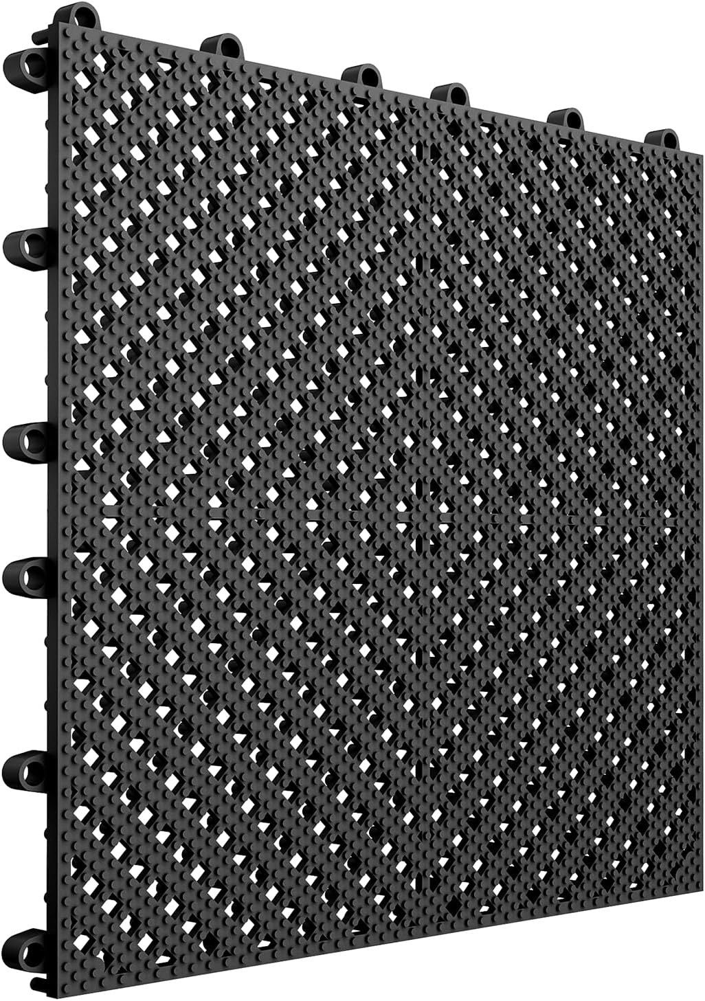 60Pcs Interlocking Drainage Floor Tiles 11.8″ Soft PVC Anti Slip Mat Pool Black