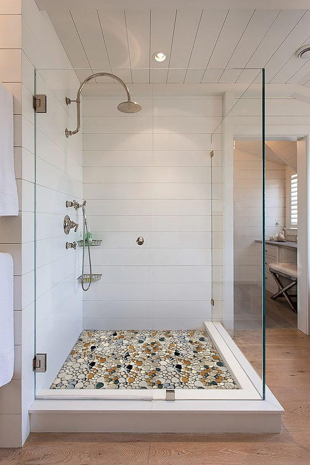 Parrotile Pebble Shower Floor Tile Bathroom Beige Wall Backsplash Mosaic Tiles (