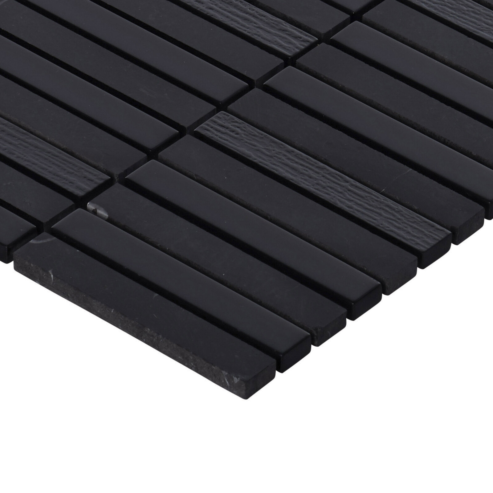 Black Marquino Stone Marble Glass Stacked Mosaic Tile Kitchen Wall Backsplash
