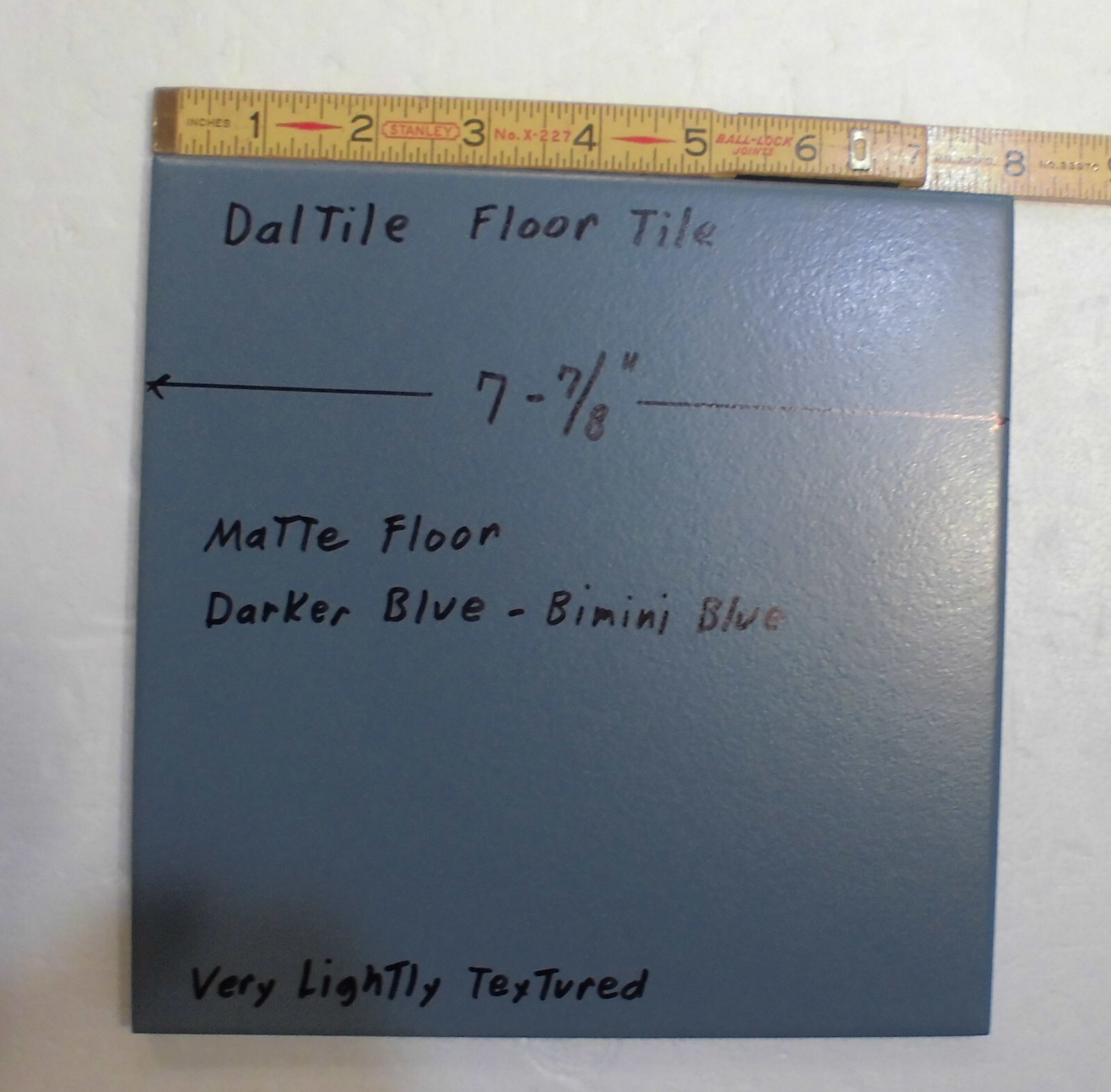 1 pc. Matte Darker Blue: 8″ Daltile Ceramic Floor Tile: Lightly Textured, NEW