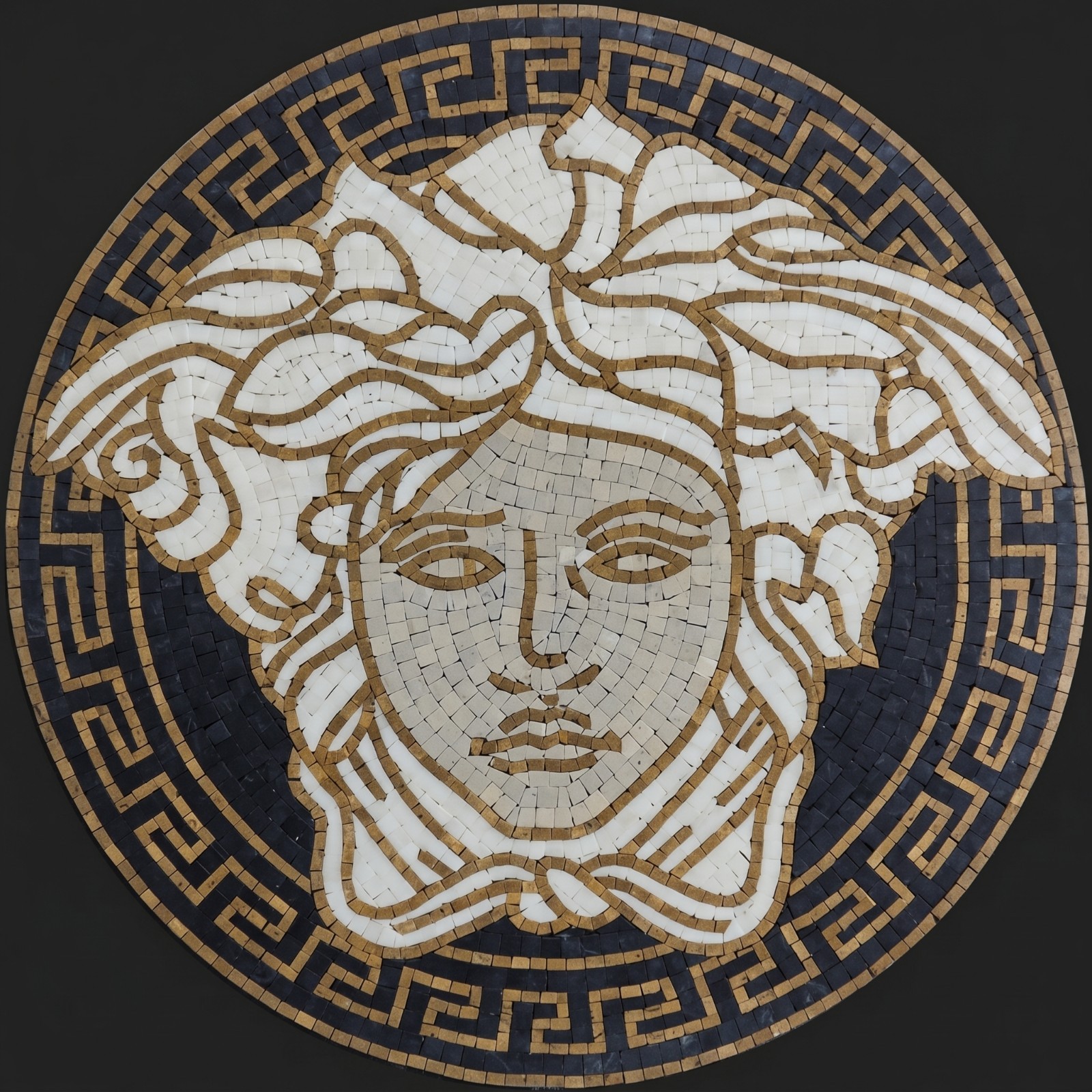 Medusa Medallion Marble Mosaic 30″ Round Handmade Tile Art Greek Roman Decor