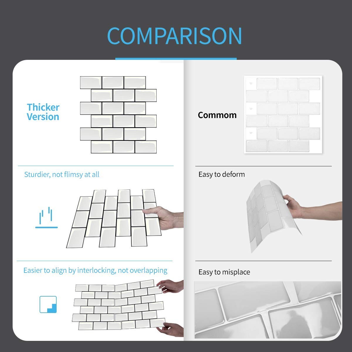 Art3d Peel and Stick Backsplash for Kitchen White Subway (10 Tiles Thicker