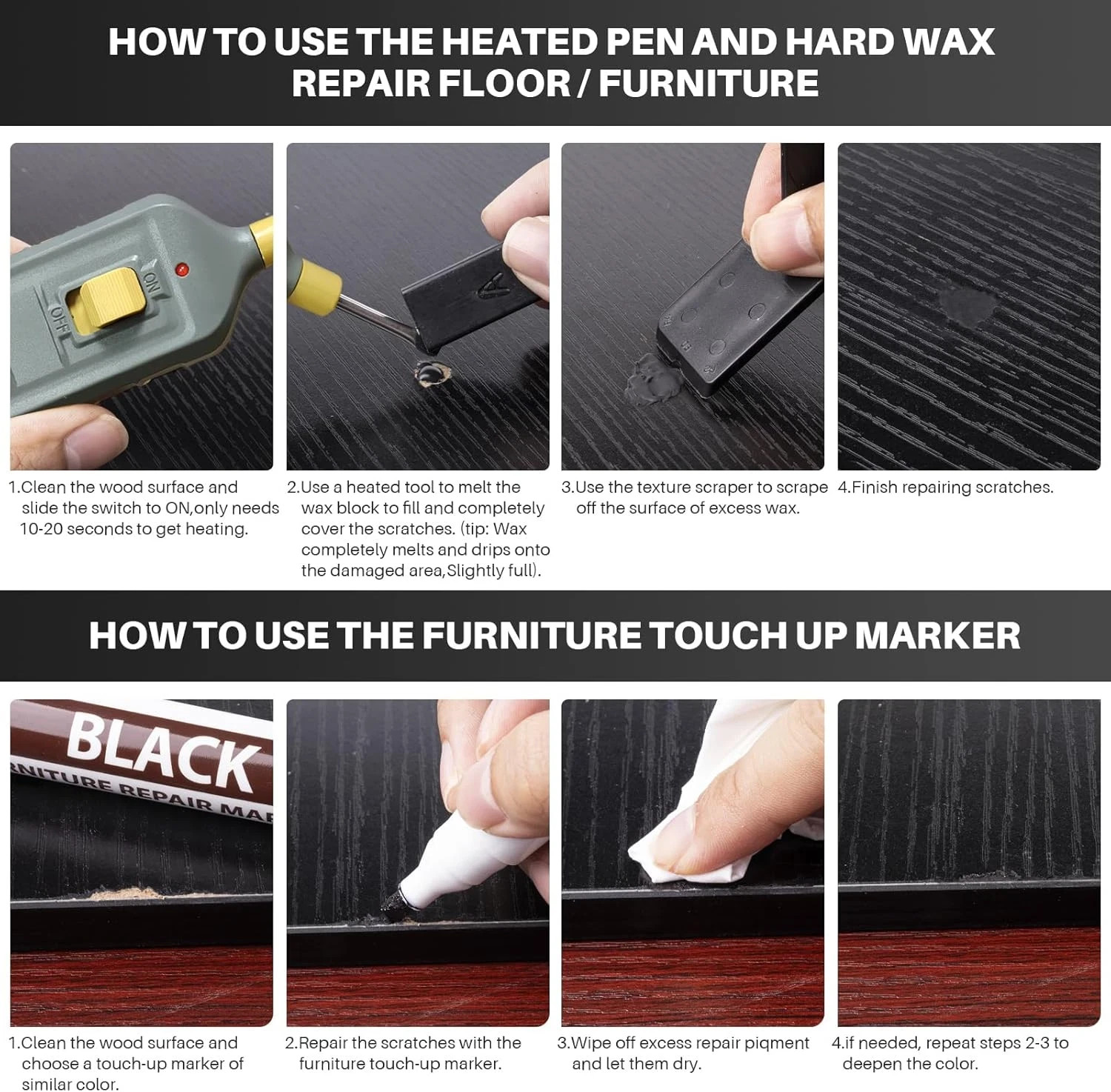 Vinyl Floor Repair Kit with Heat Pen – 11 Colors Laminate Wood Floor Repair Kit