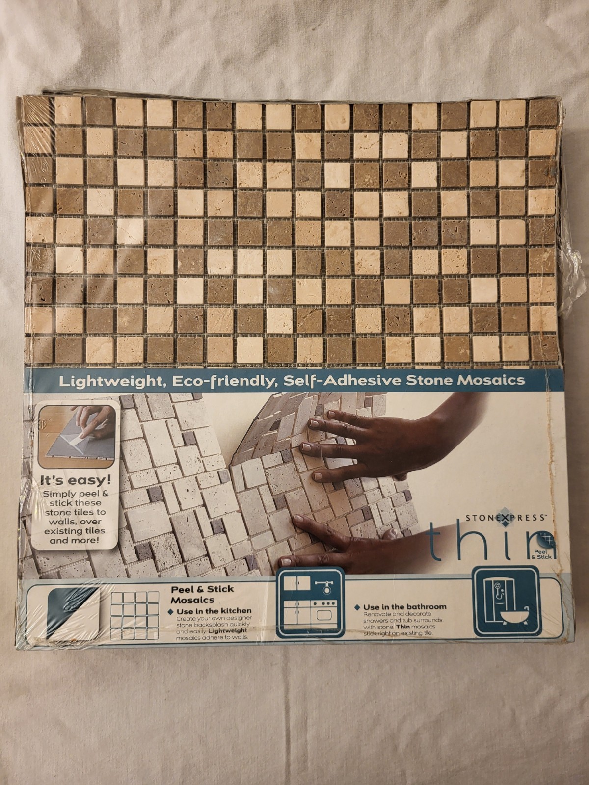 Lot of 6 StoneXpress Thin Peel & Stick Natural Stone Mosaic Tile PN5THRM001