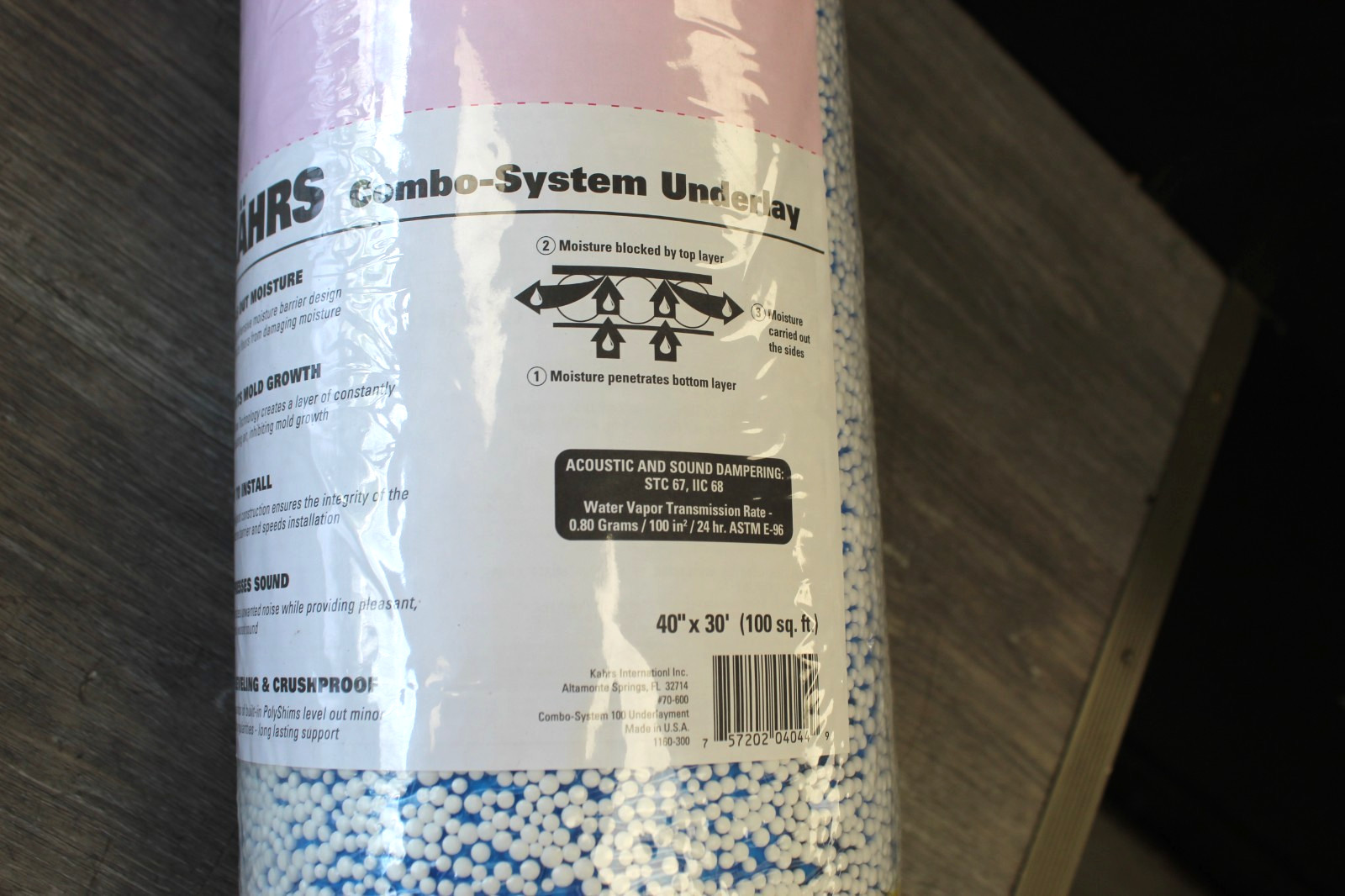 Kahrs International Combo-System 100 Underlayment 40” ” (100 sq ft) USA Made NEW