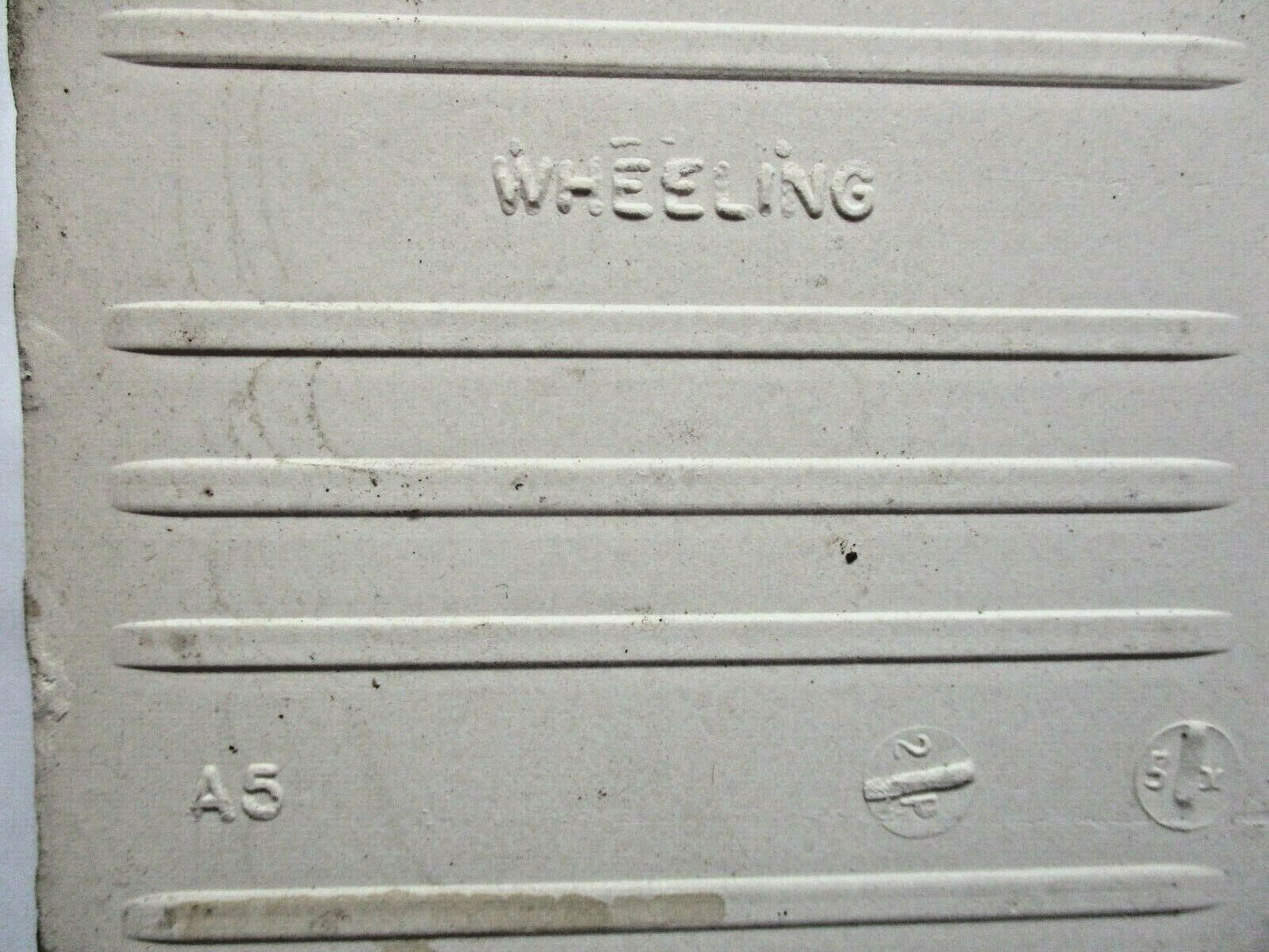 1 Wall Tile Wheeling USA 4-3/8″ Sq 1960 Gloss Brown Oatmeal on Beige Ceramic Vtg
