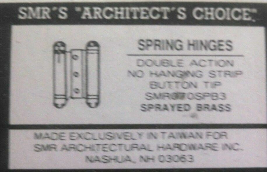 1 PAIR EQUAL TO BOMMER 3029-3 3″ SPRAYED BRASS DOUBLE ACTING SPRING HINGE