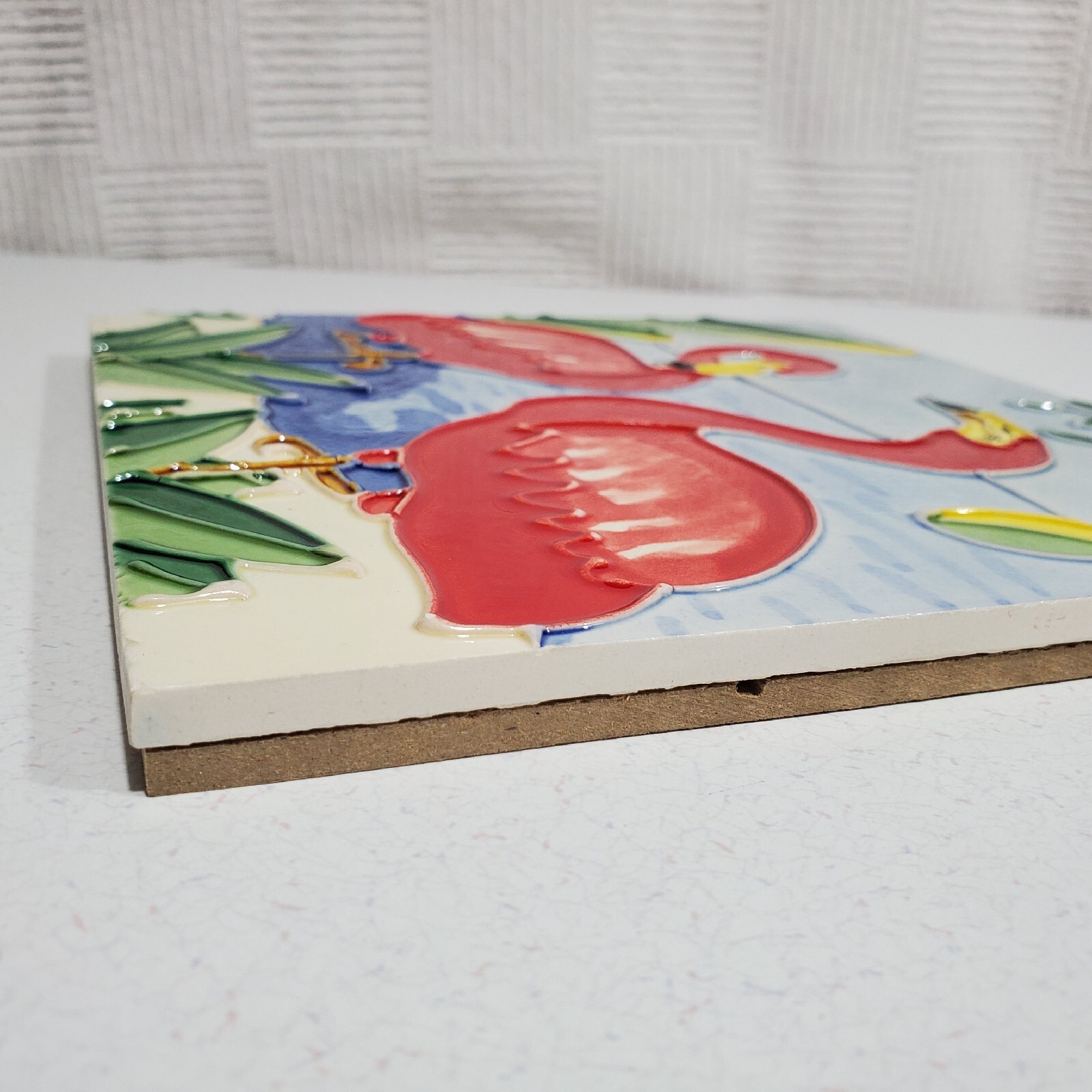 Chesapeake Bay Pink Flamingos On the Beach Ceramic Tile 8 X 8″ With Kickstand