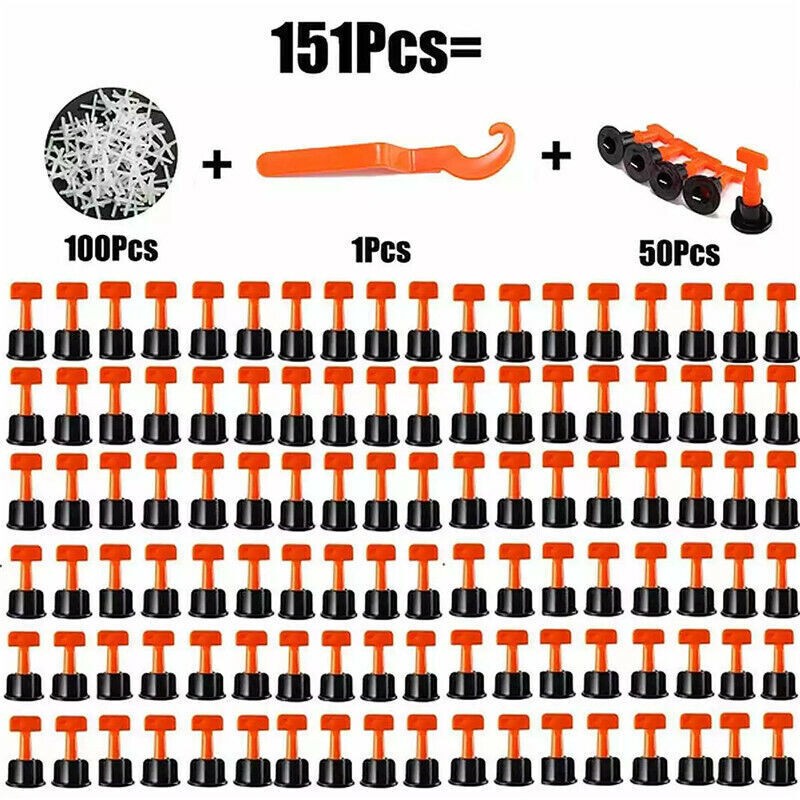 151PCS Tile Leveling System Kit Reusable Flat Locator Spacer Wall Floor Tools