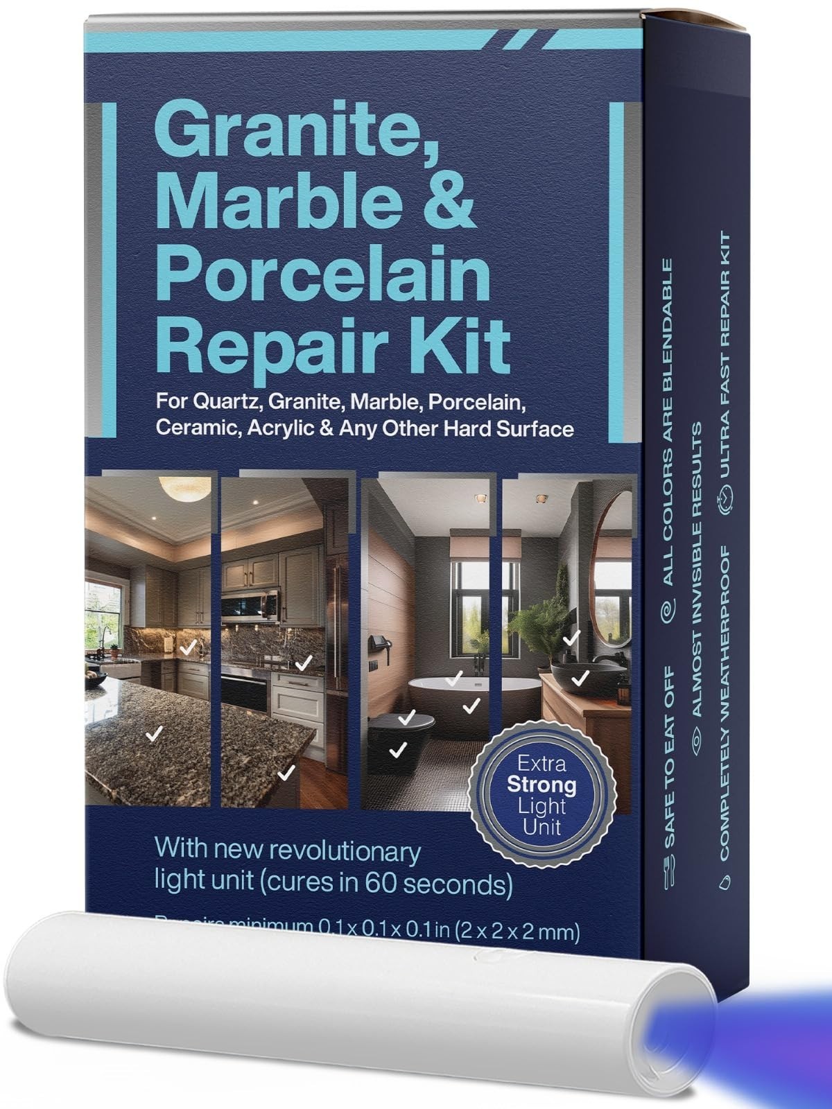 Granite Marble Porcelain Repair Kit – Clear Black Acrylic for Countertops Tiles
