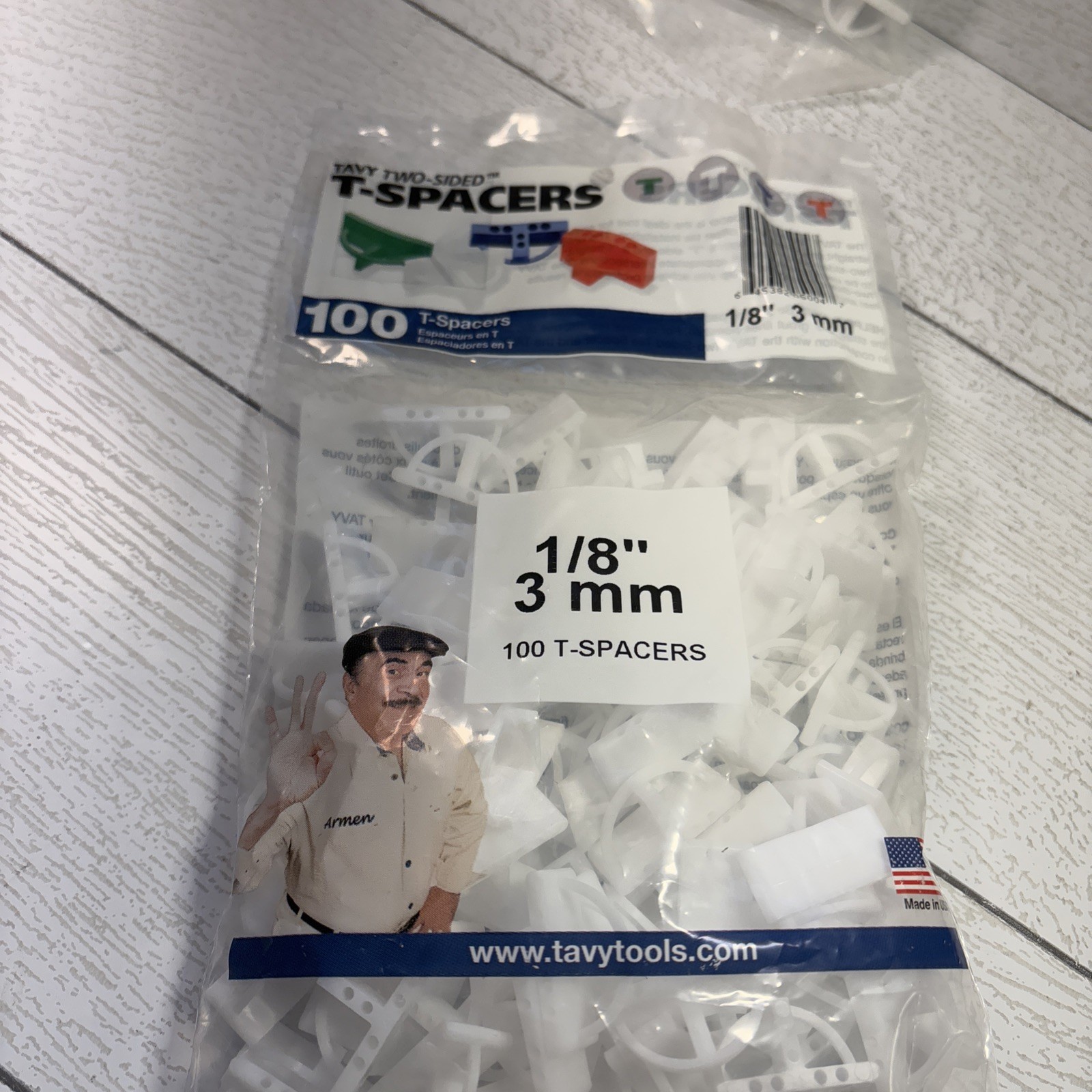 200x TAVY 1/8″ Plastic T-shaped Tile Spacer White 1/8 inch, Two Bags, Stones