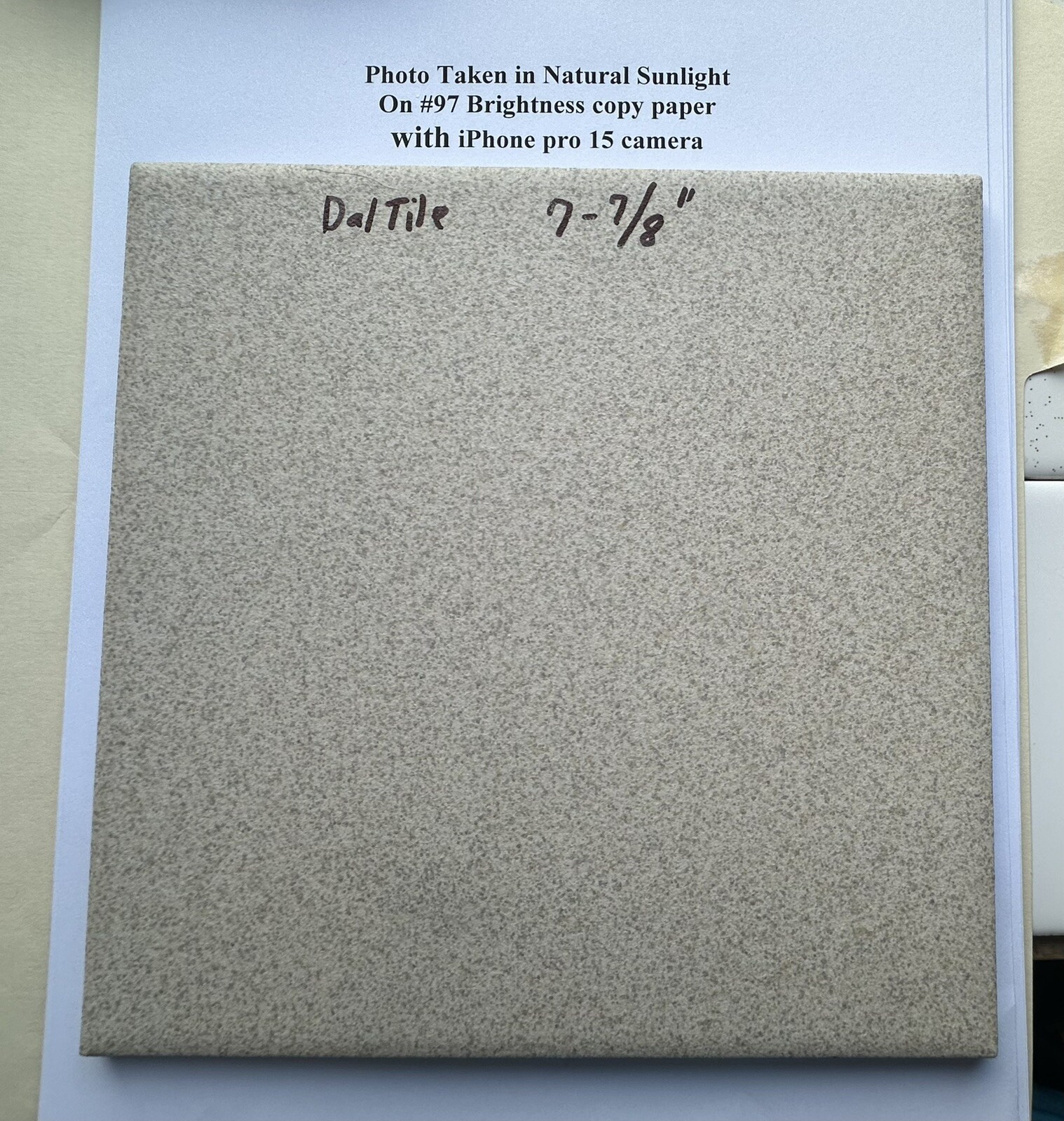 1 pc. Speckled Almond: Daltile Ceramic Floor Tile: 8″ X 8″ + light grays & brown