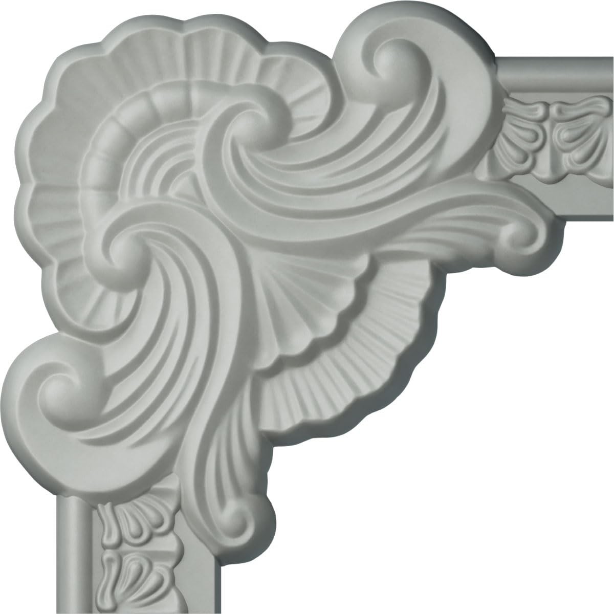 PML09X09AC Acanthus Leaf Corner Panel Moulding Primed 9 3/8 x 9 3/8 Inch