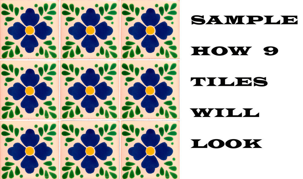 #C053) Mexican Tile sample Ceramic Handmade 4×4 inch, GET MANY AS YOU NEED !!