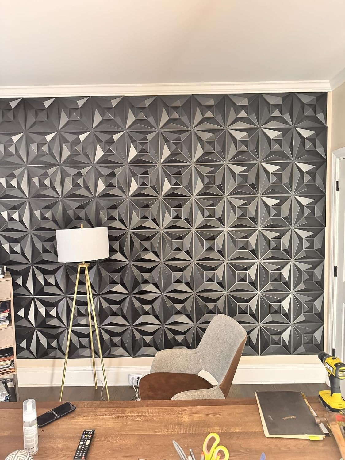 40 PCS 3D Wall Panels for Interior Wall Décor Black 11.8″*11.8″ Covering Panels,
