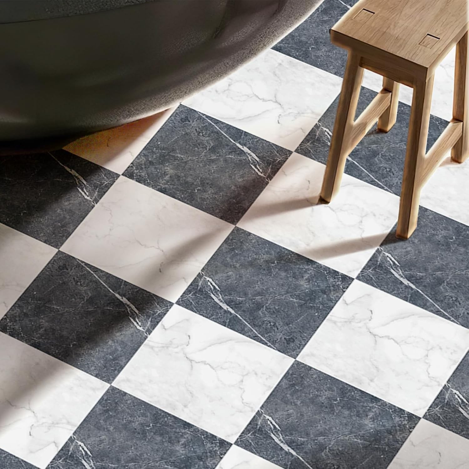 Peel and Stick Vinyl Floor Tiles 30-Pack 12 x 12 inch, Self Adhesive Waterpro…