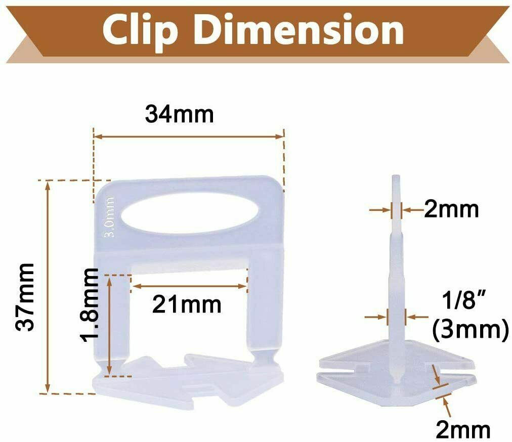 200-2000X Clip Tile Leveling System Kit Floor Wall 1/3mm Tile Spacer Tiling Tool