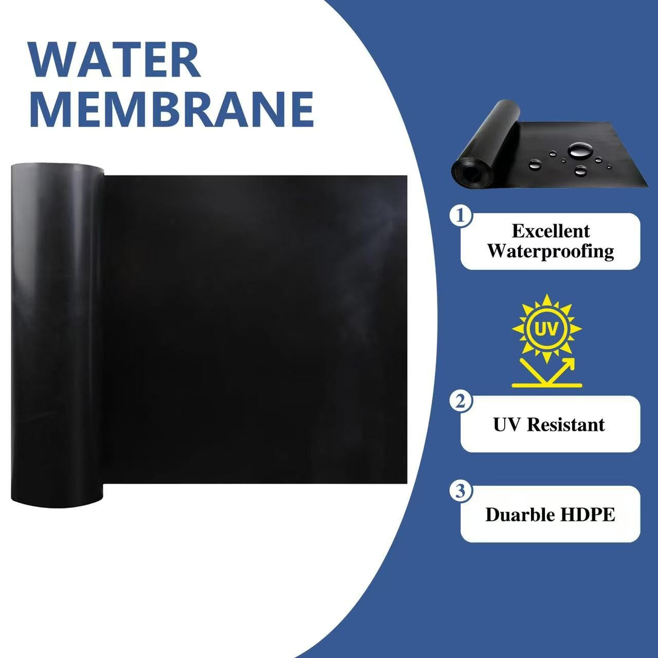 50Ft HDPE Waterproof Deck Membrane Black Under Deck Drainage 16″ Joist Spacing