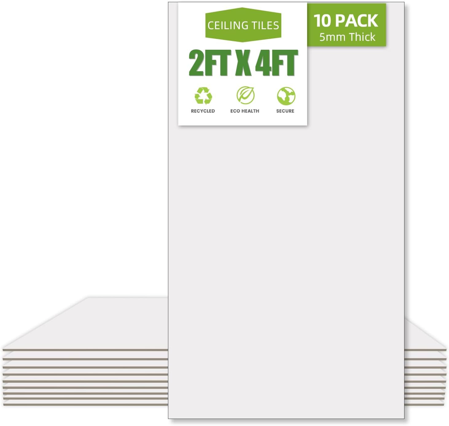 2′ x 4′ Smooth White PVC Ceiling Tiles – Waterproof, Fire-Rated, Pack of 10