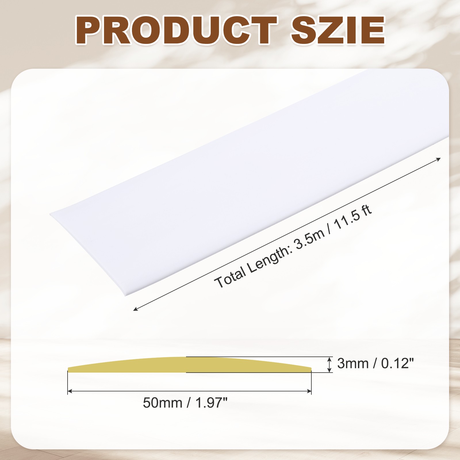 Floor Transition Strip (1.97″/ x 11.5ft) PVC Floor Strips White