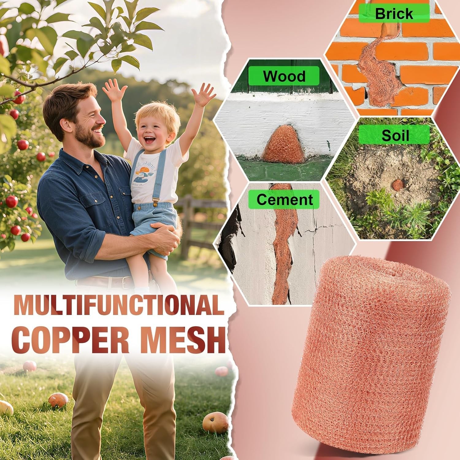 Copper Mesh Roll 5″ x40FT – 100% Pure – Rustproof Rodent, Copper Wool Garden …