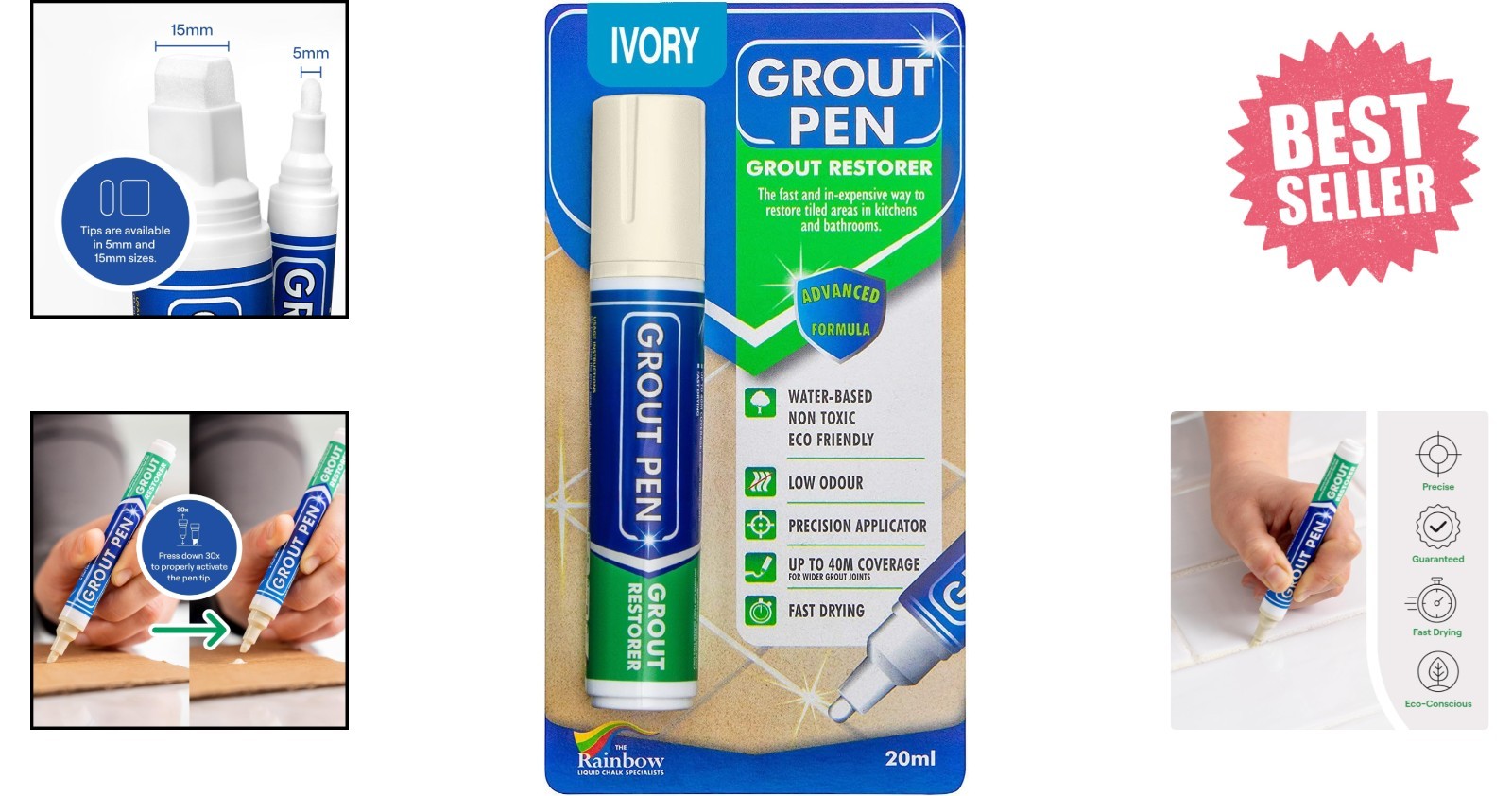 Transform Dirty Grout with Waterproof Ivory Grout Pen – Ideal for DIY Projects