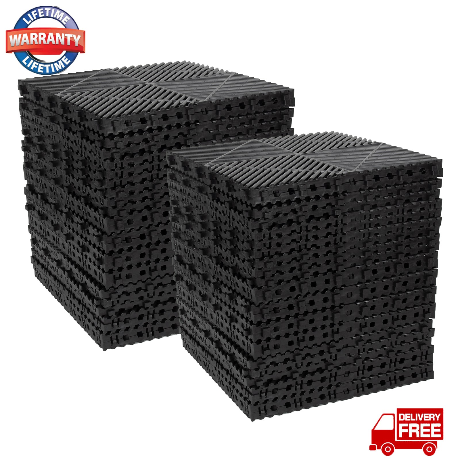 0.68″ Thick Garage Flooring Tiles 50Pcs Interlocking Drainage Deck Tile Black